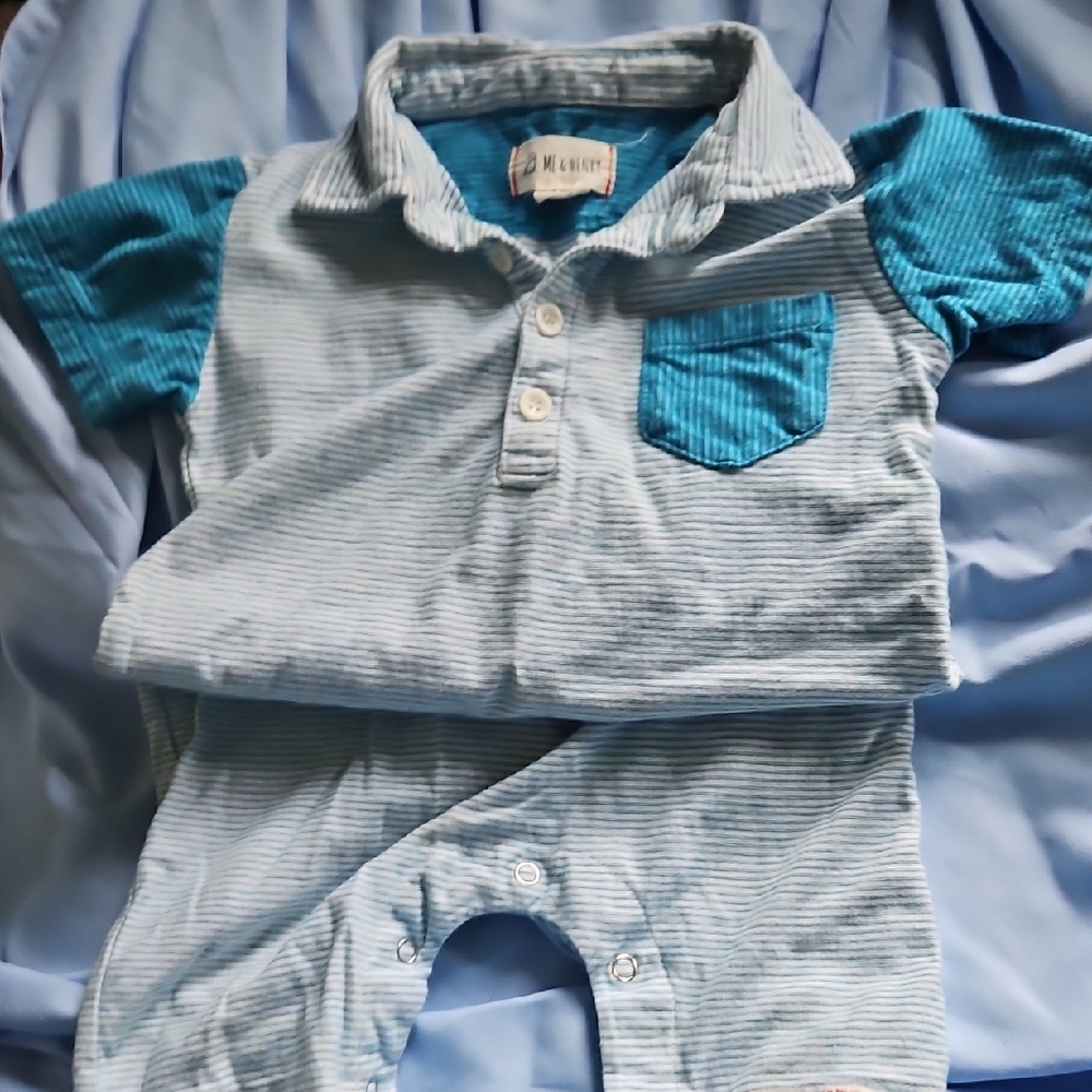 Blue Striped Baby Romper